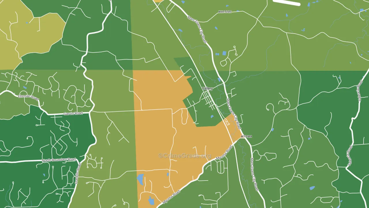 Callery, PA Map of Robbery Rates