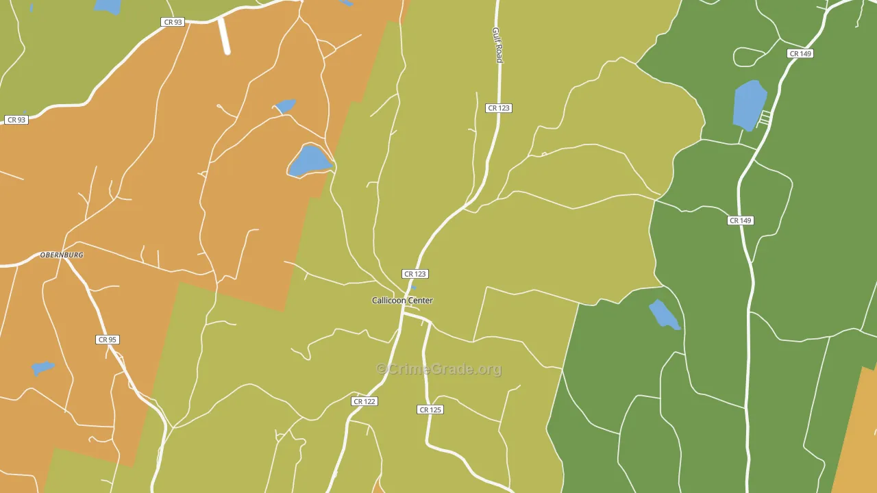 Callicoon Center, NY Map of Robbery Rates