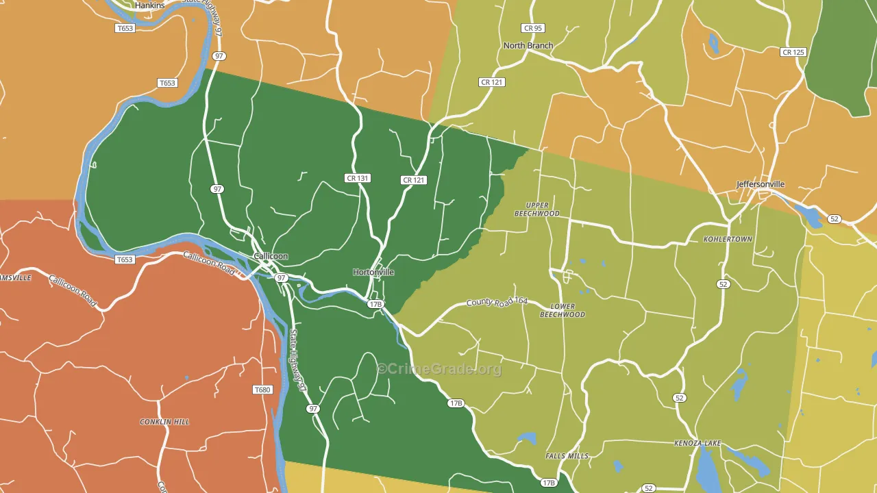 Callicoon, NY Map of Robbery Rates