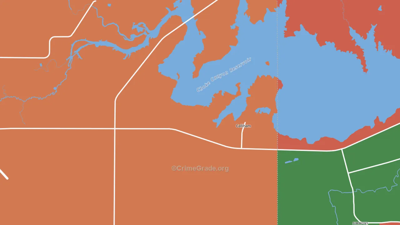 Calliham, TX Map of Robbery Rates