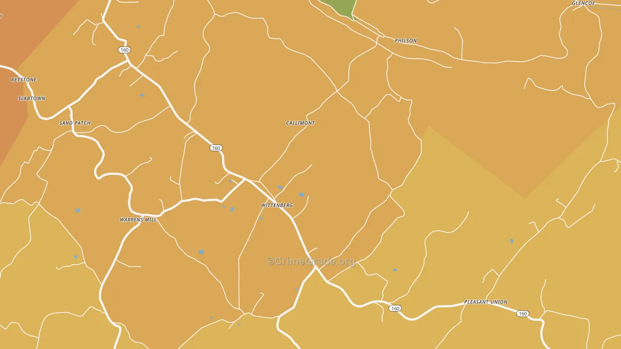 Callimont, PA Map of Robbery Rates
