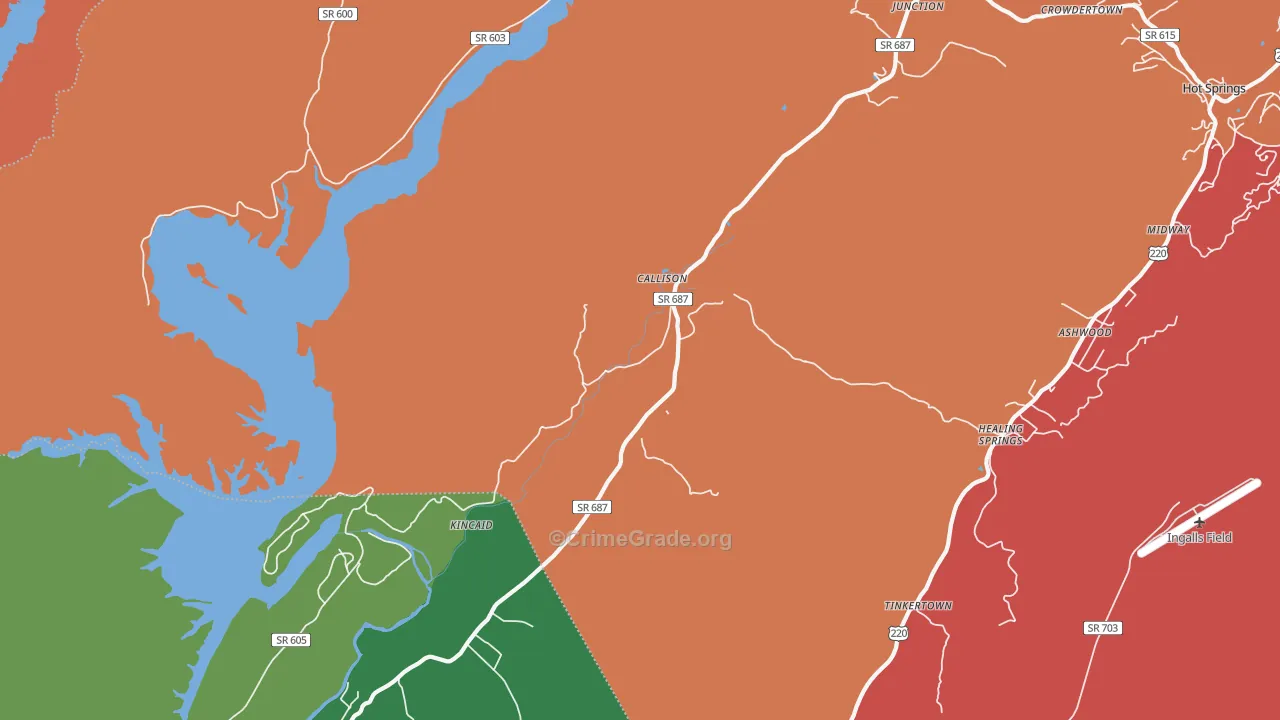 Callison, VA Map of Robbery Rates