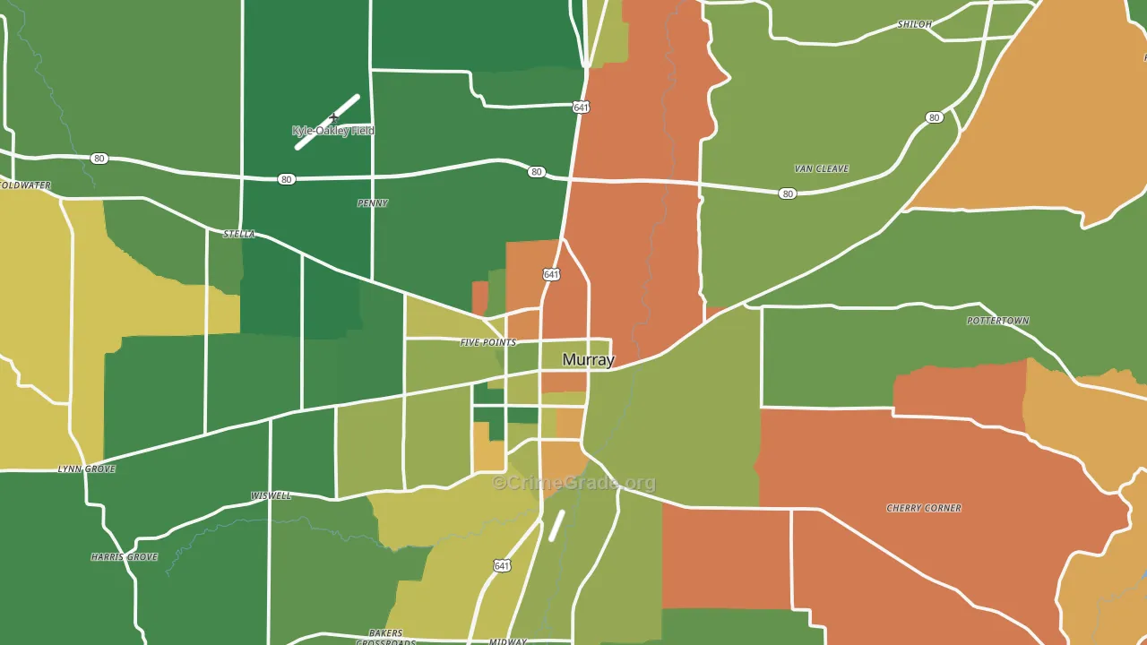 Calloway County, KY Map of Robbery Rates