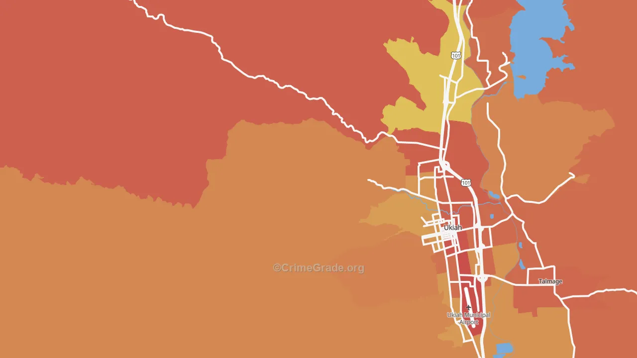 Calpella, CA Map of Robbery Rates