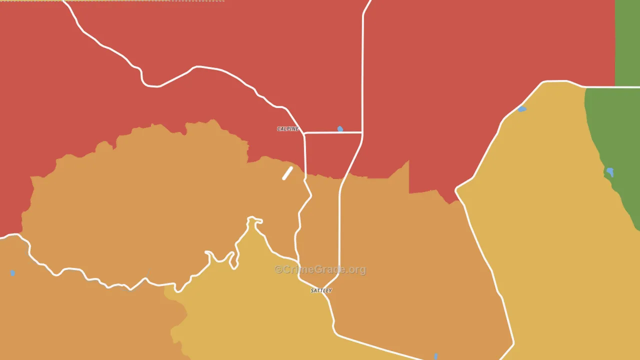 Calpine, CA Map of Robbery Rates