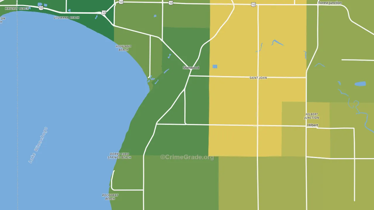 Calumet County, WI Map of Robbery Rates