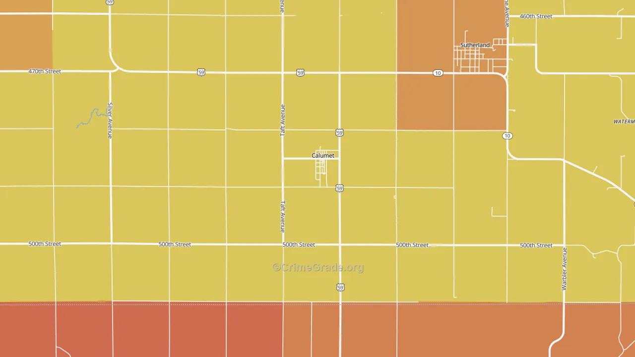 Calumet, IA Map of Robbery Rates