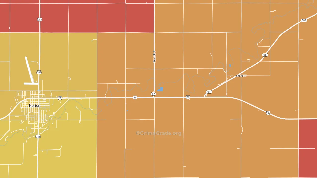 Calvert, KS Map of Robbery Rates