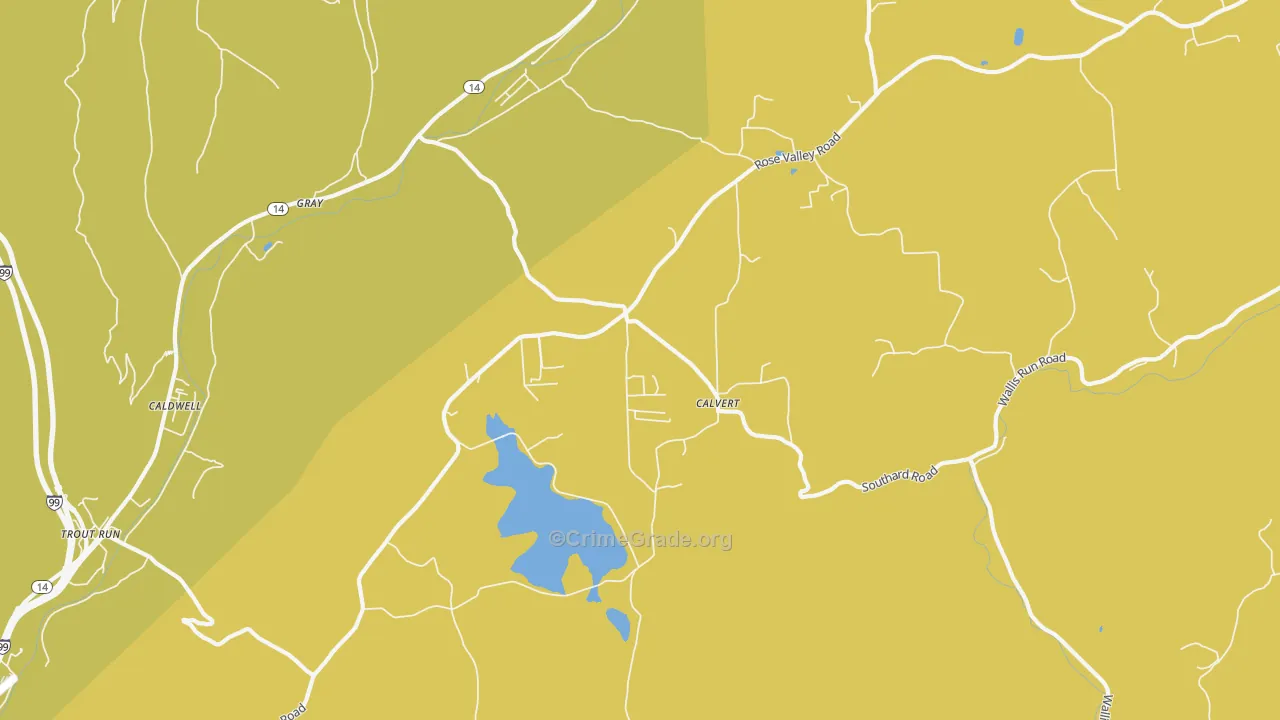 Calvert, PA Map of Robbery Rates