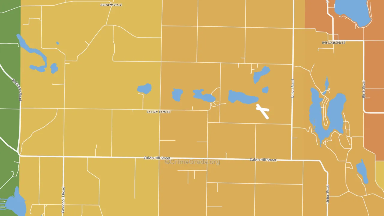 Calvin Center, MI Map of Robbery Rates