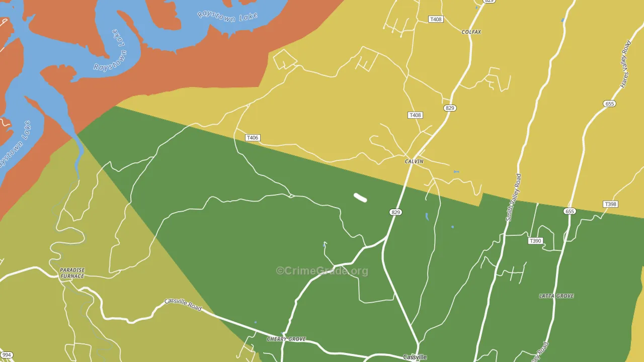 Calvin, PA Map of Robbery Rates