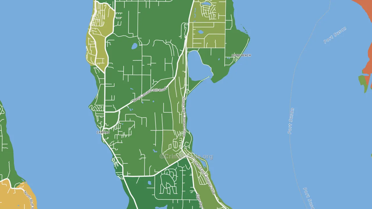 Camano Island, WA Map of Robbery Rates