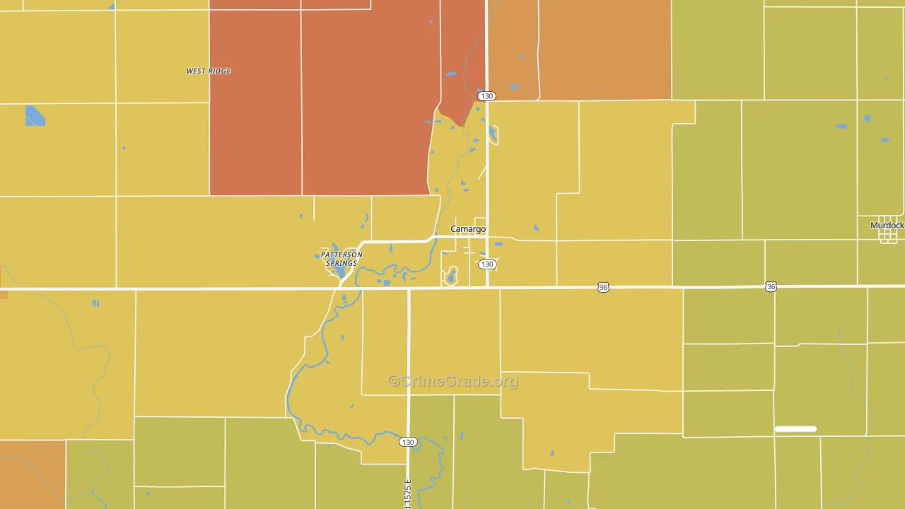 Camargo, IL Map of Robbery Rates