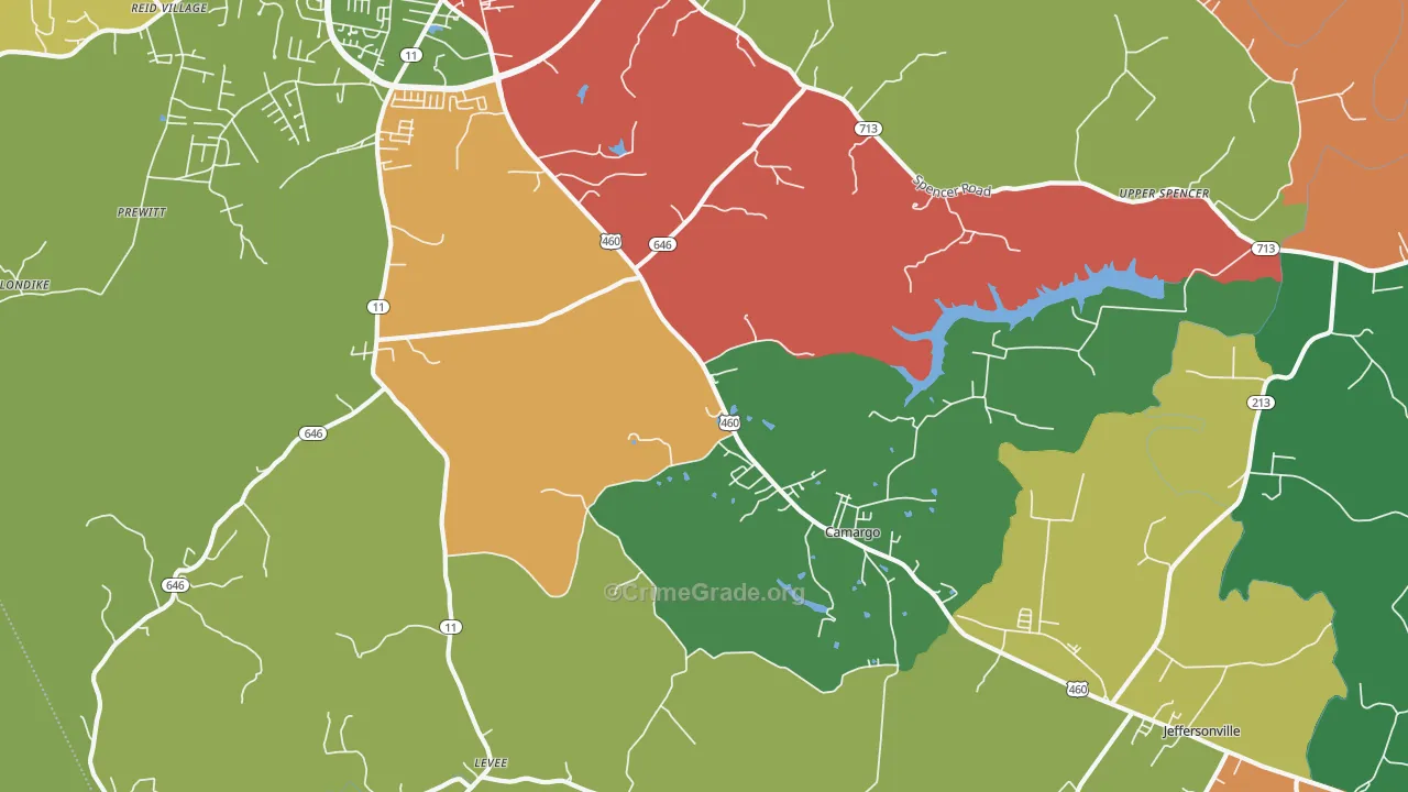 Camargo, KY Map of Robbery Rates