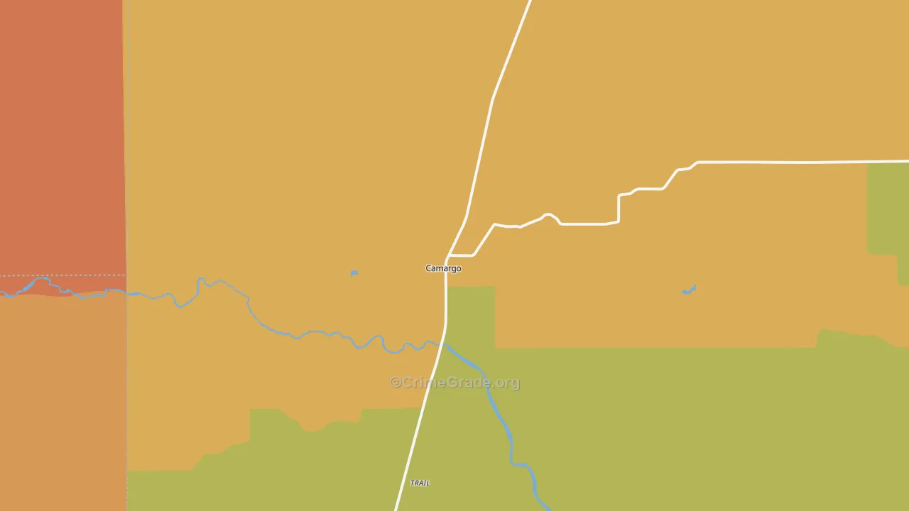 Camargo, OK Map of Robbery Rates