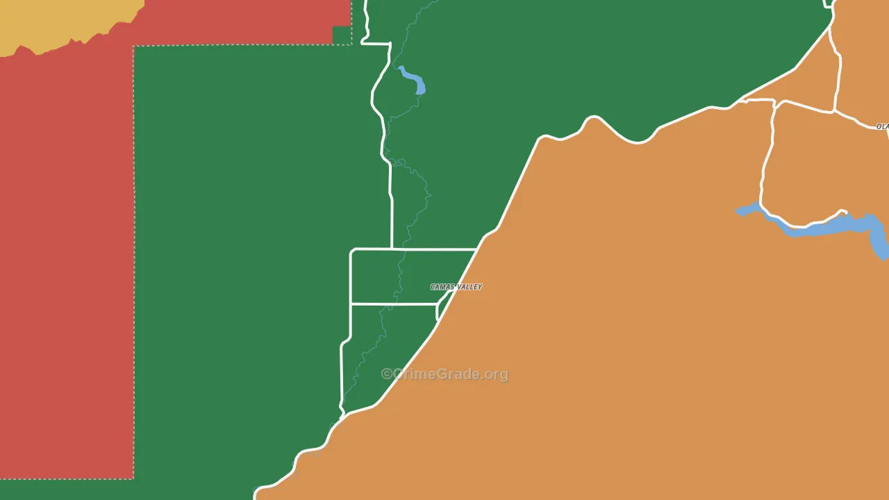 Camas Valley, OR Map of Robbery Rates