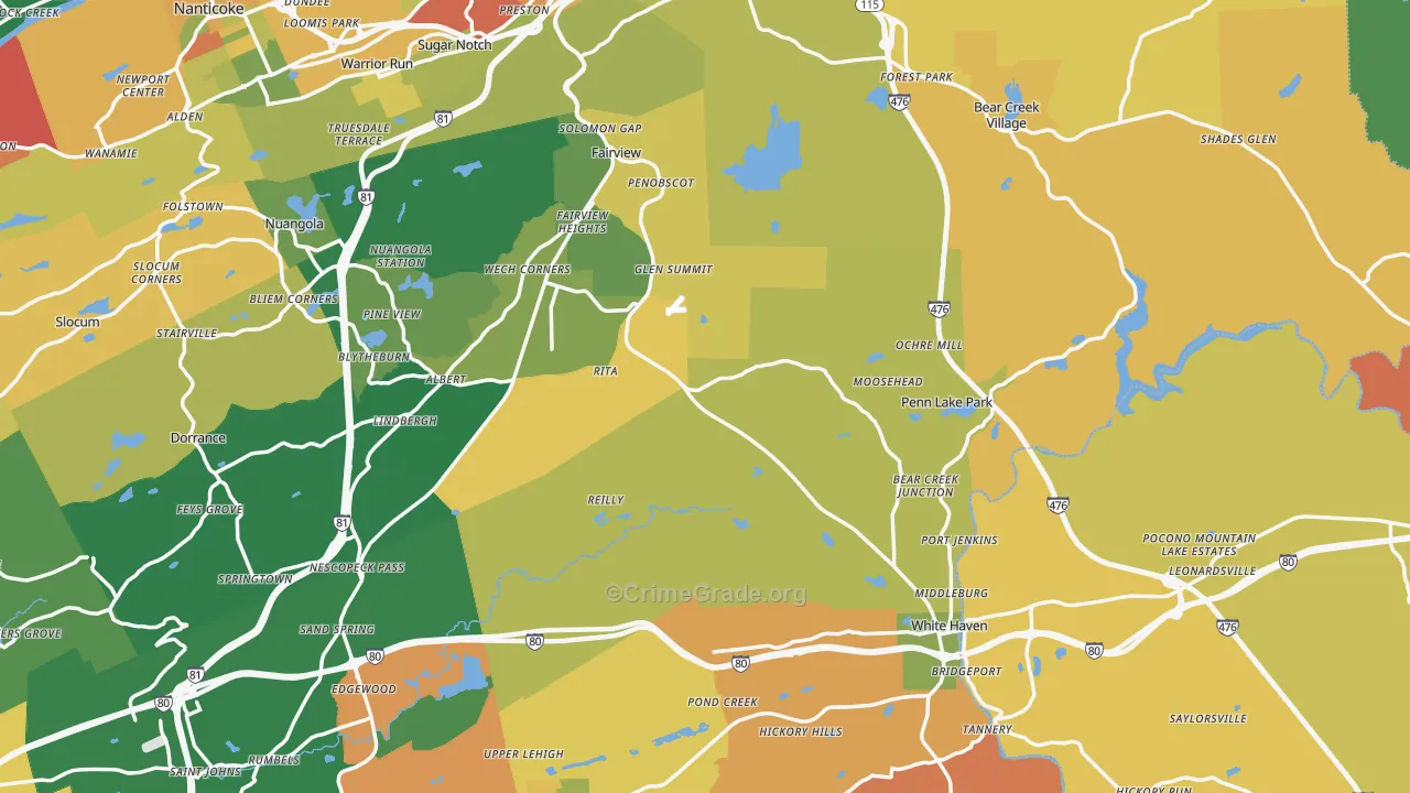 Cambra, PA Map of Robbery Rates