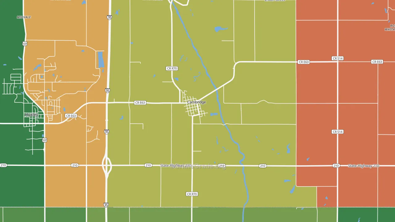 Cambridge, IA Map of Robbery Rates