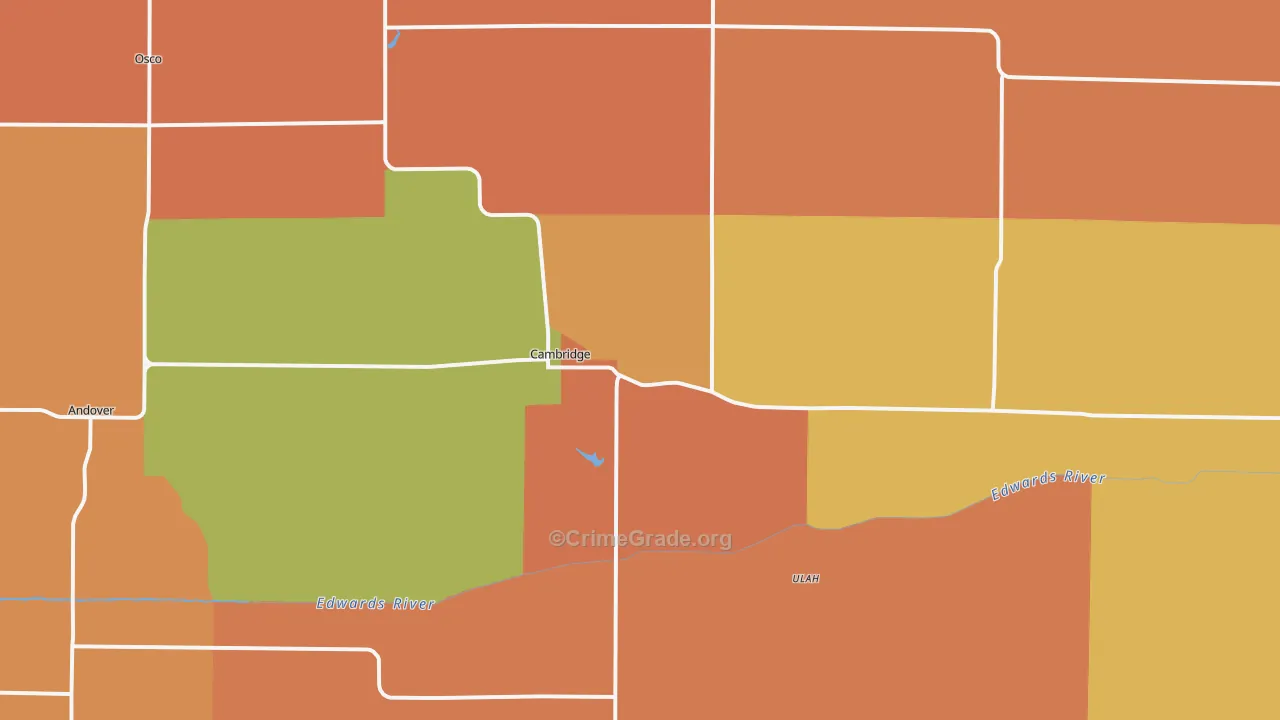 Cambridge, IL Map of Robbery Rates
