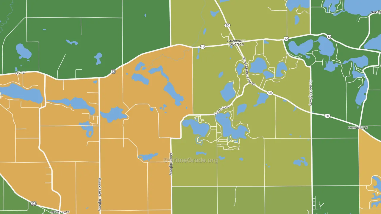 Cambridge Junction, MI Map of Robbery Rates