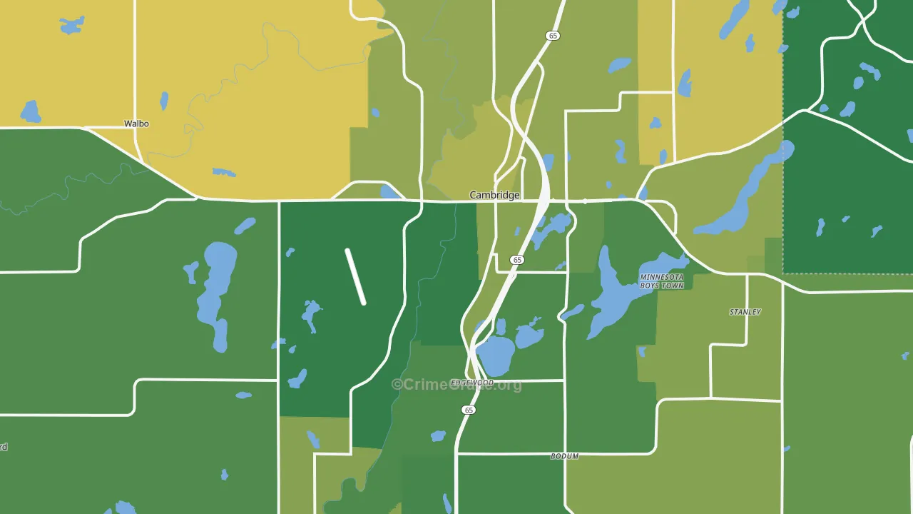 Cambridge, MN Map of Robbery Rates