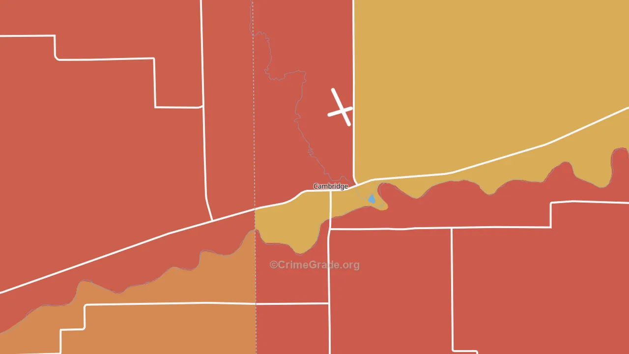 Cambridge, NE Map of Robbery Rates