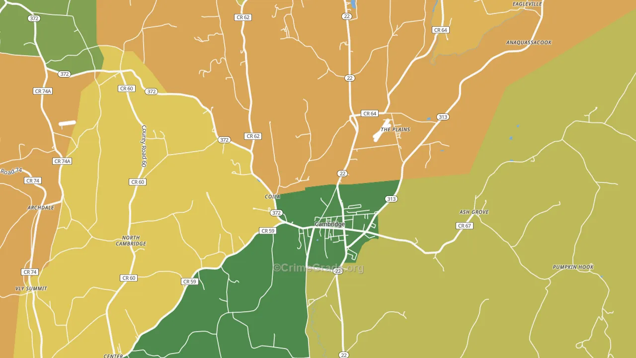 Cambridge, NY Map of Robbery Rates