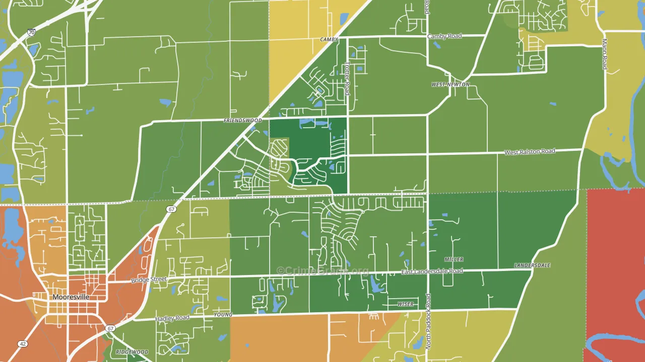 Camby, IN Map of Robbery Rates