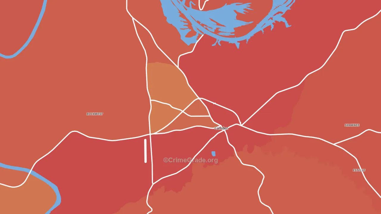 Camden, AL Map of Robbery Rates