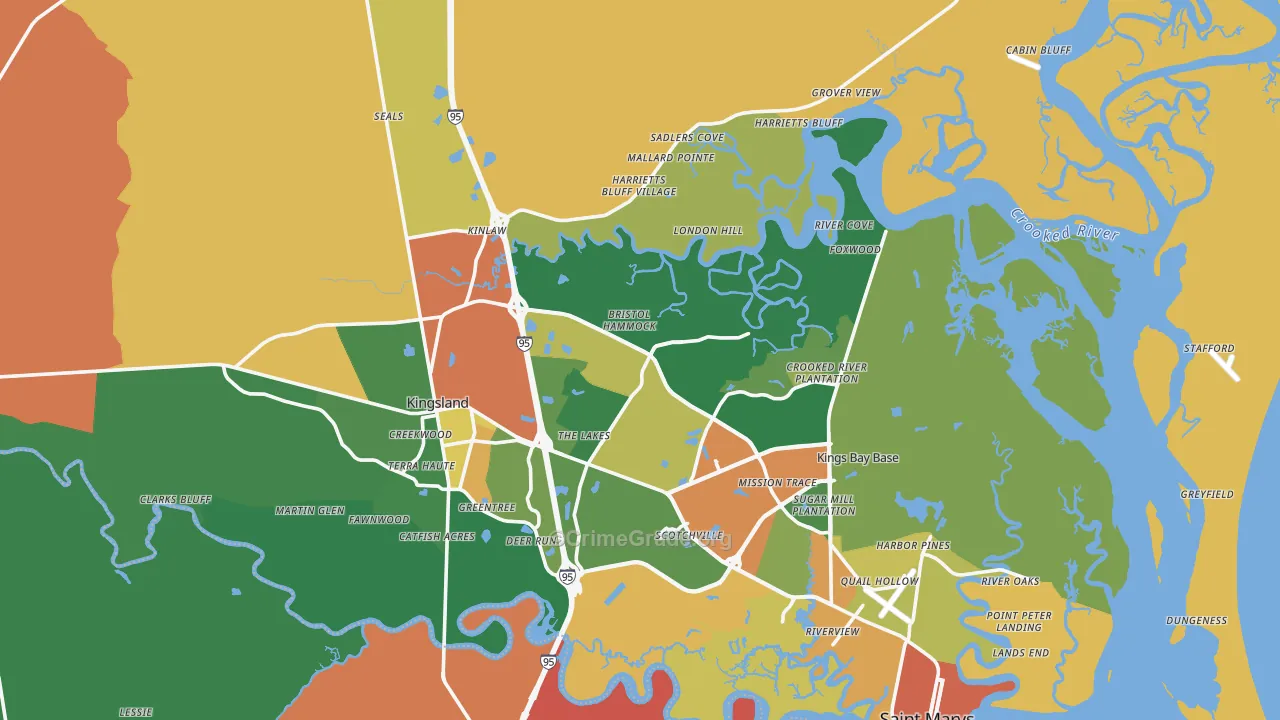 Camden County, GA Map of Robbery Rates