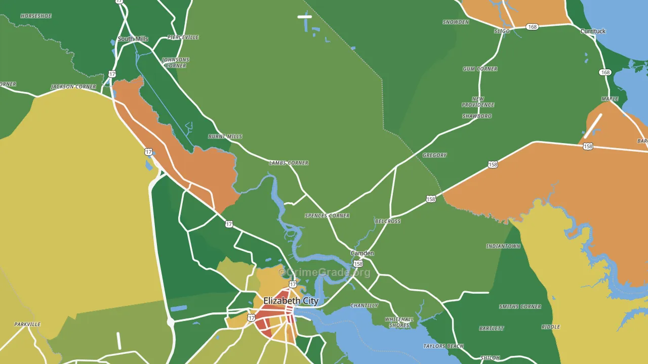 Camden County, NC Map of Robbery Rates