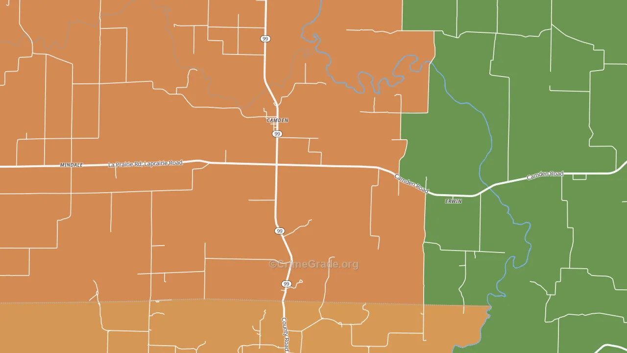 Camden, IL Map of Robbery Rates