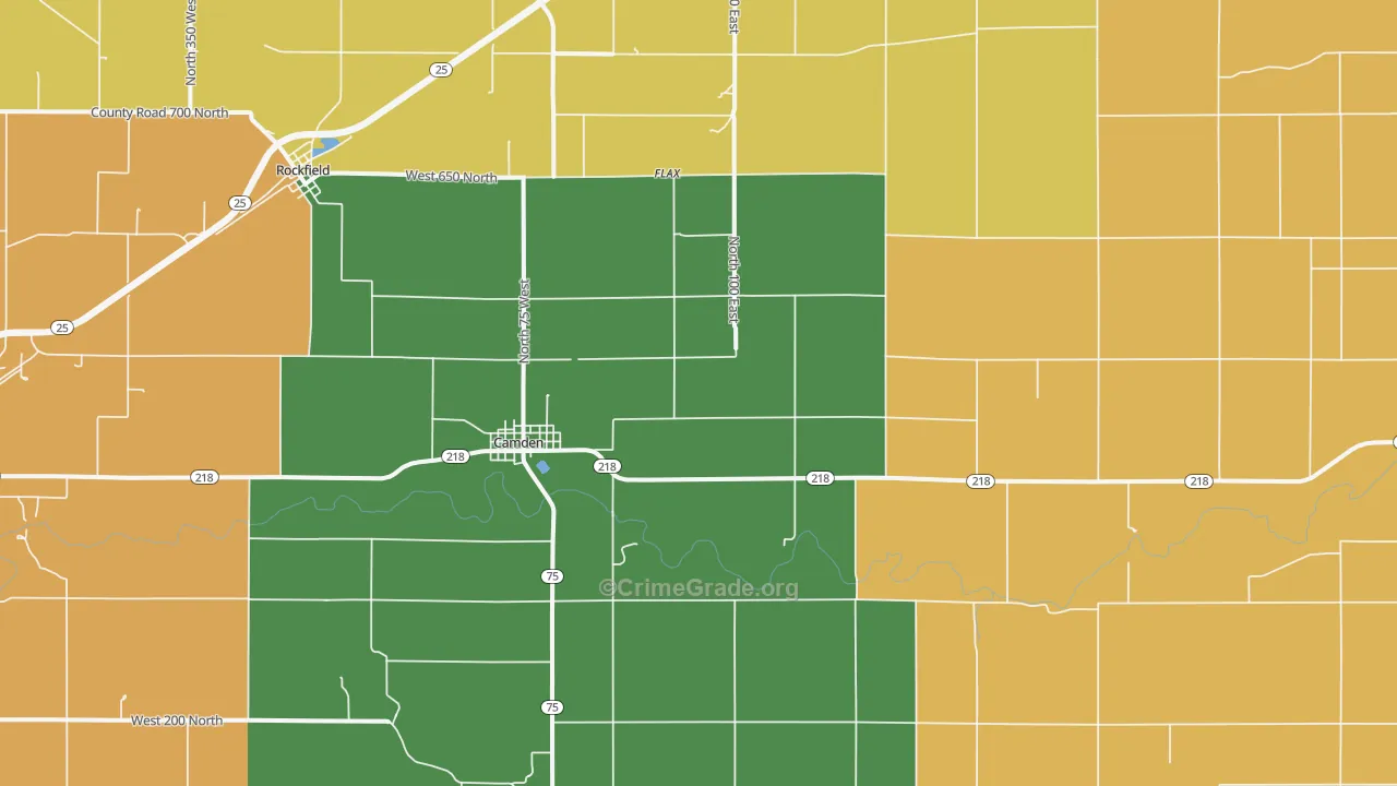 Camden, IN Map of Robbery Rates