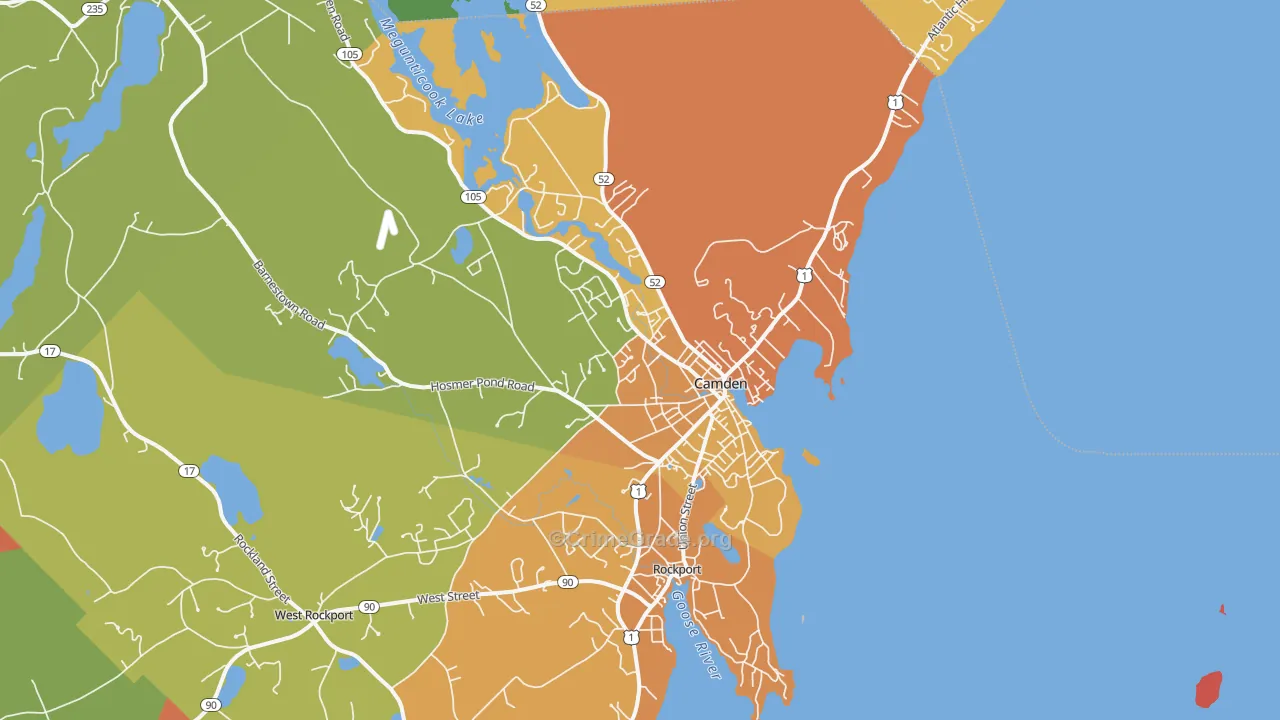 Camden, ME Map of Robbery Rates