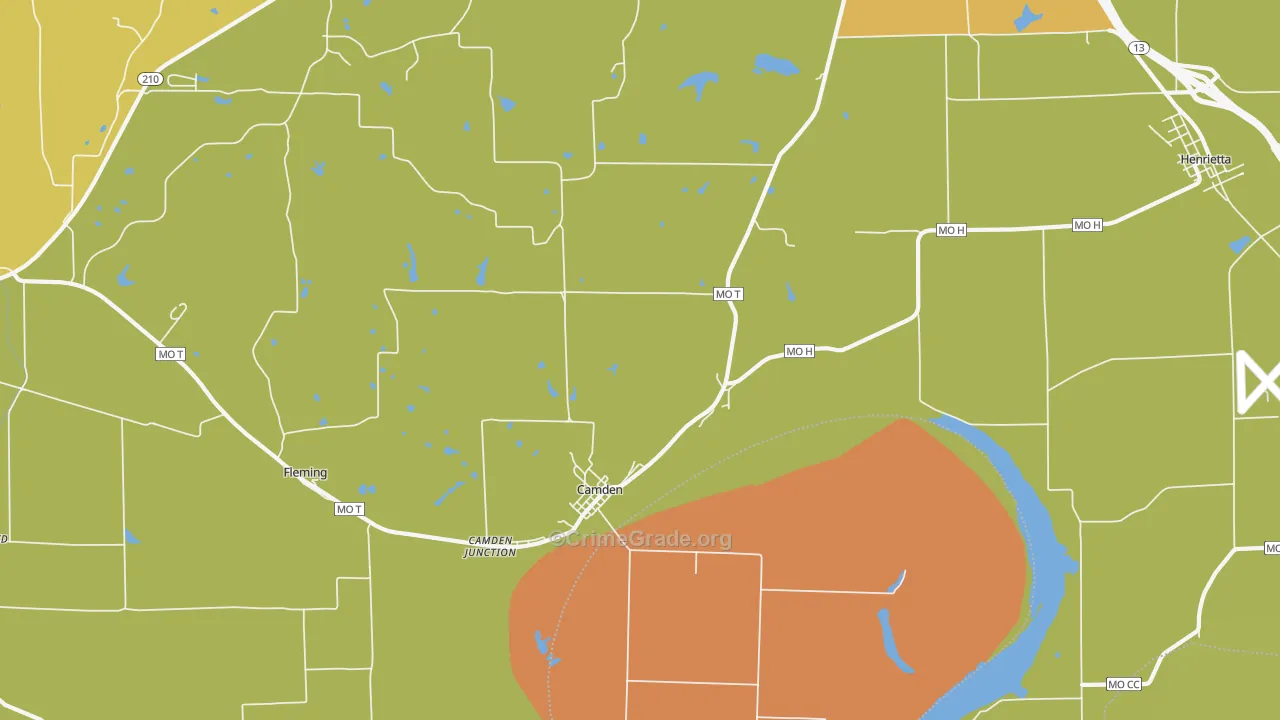 Camden, MO Map of Robbery Rates
