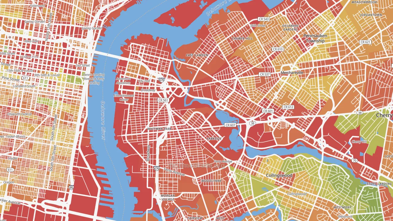 Camden, NJ Map of Robbery Rates