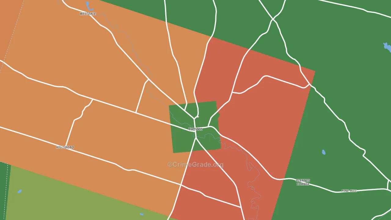 Camden, NY Map of Robbery Rates