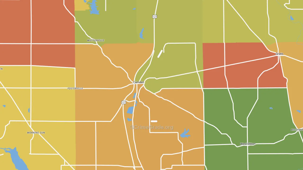 Camden, OH Map of Robbery Rates
