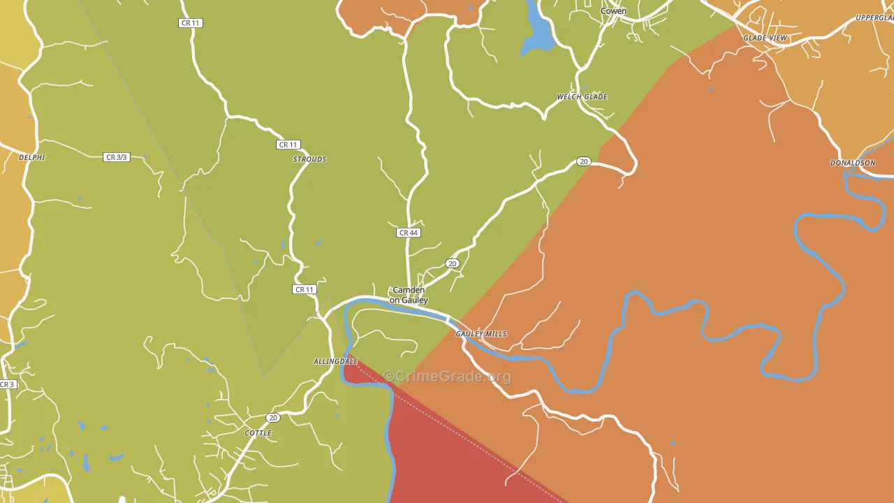 Camden-on-Gauley, WV Map of Robbery Rates