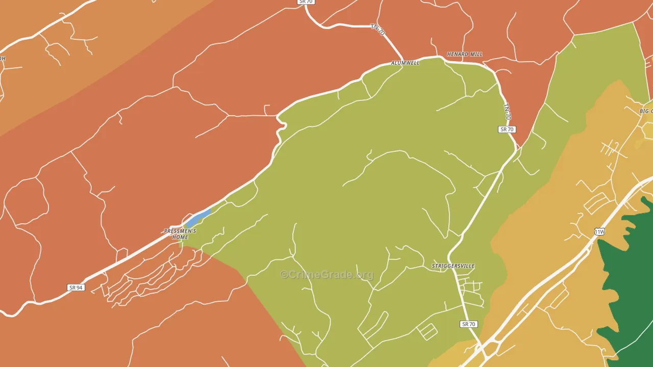 Camelot, TN Map of Robbery Rates