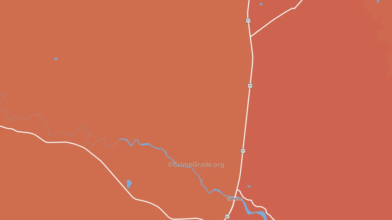 Cameron, AZ Map of Robbery Rates