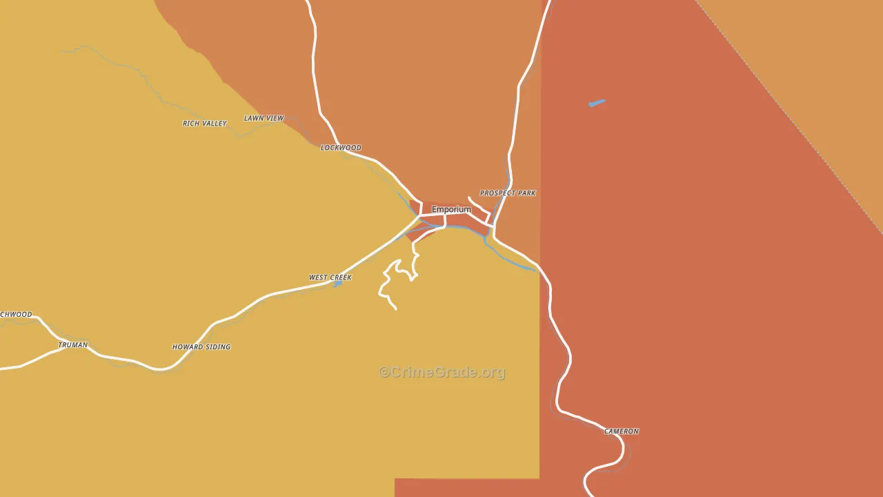 Cameron County, PA Map of Robbery Rates