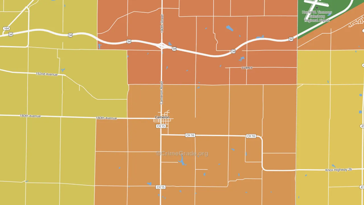 Cameron, IL Map of Robbery Rates