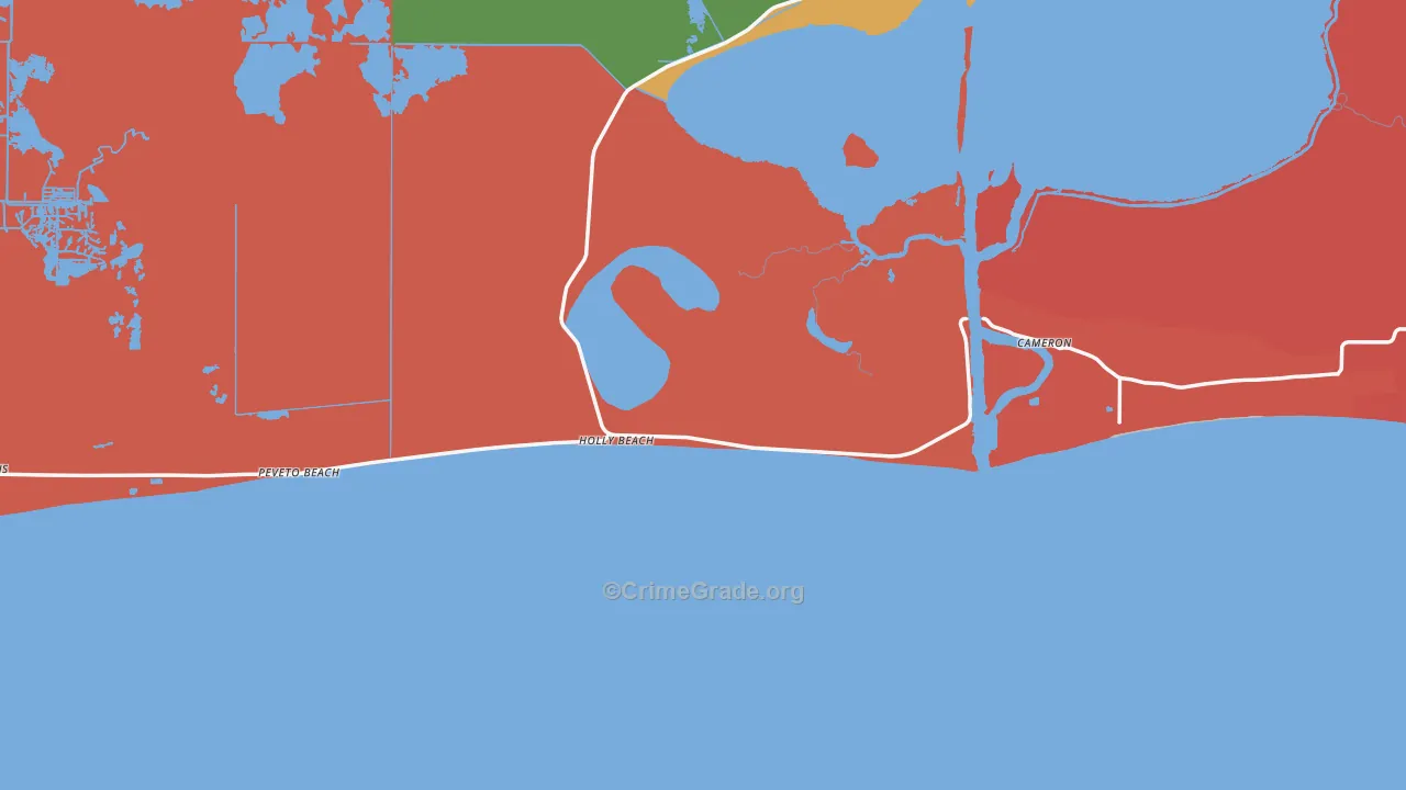 Cameron, LA Map of Robbery Rates