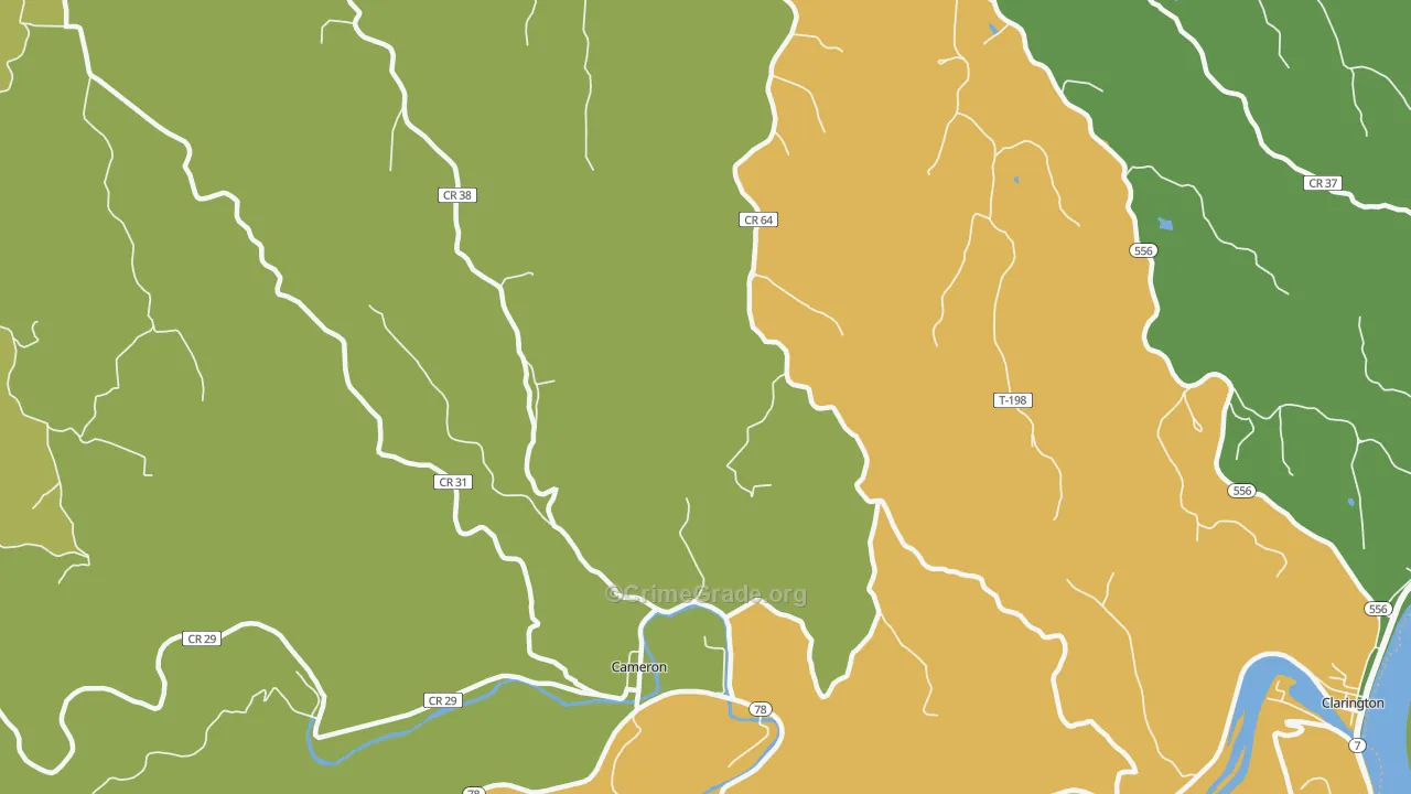 Cameron, OH Map of Robbery Rates