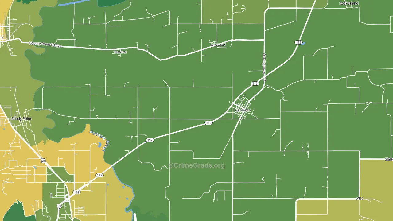 Cameron, OK Map of Robbery Rates
