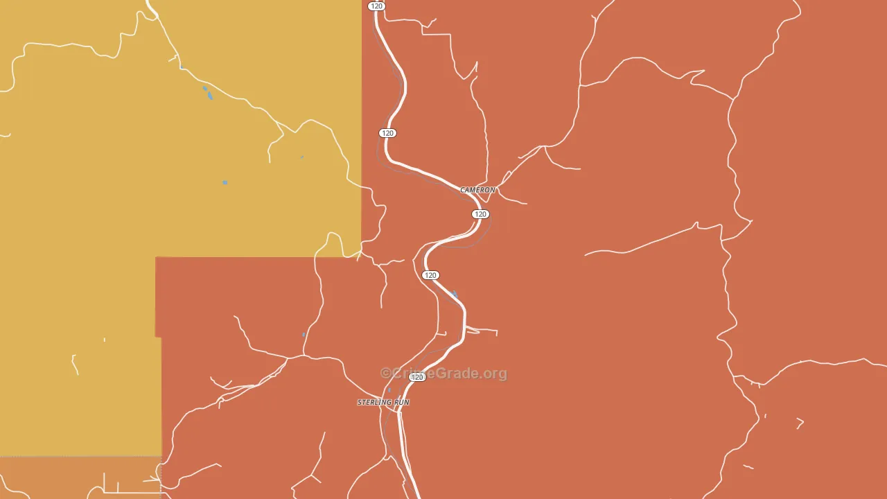 Cameron, PA Map of Robbery Rates