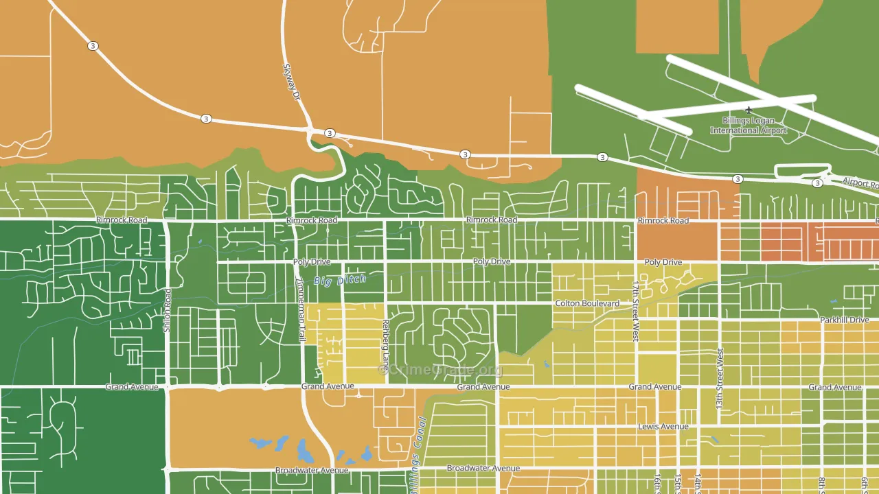 Cameron Park, Billings, MT Map of Robbery Rates