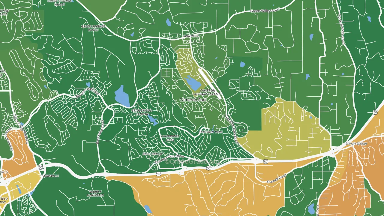 Cameron Park, CA Map of Robbery Rates