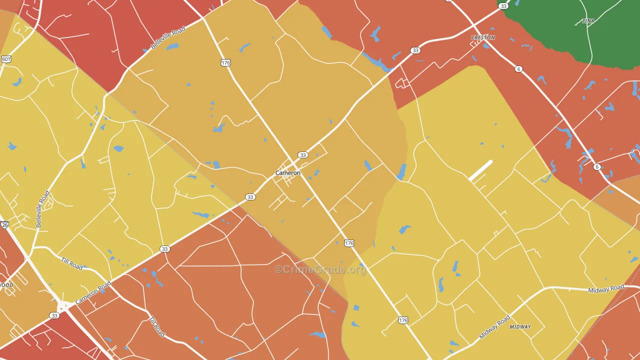 Cameron, SC Map of Robbery Rates